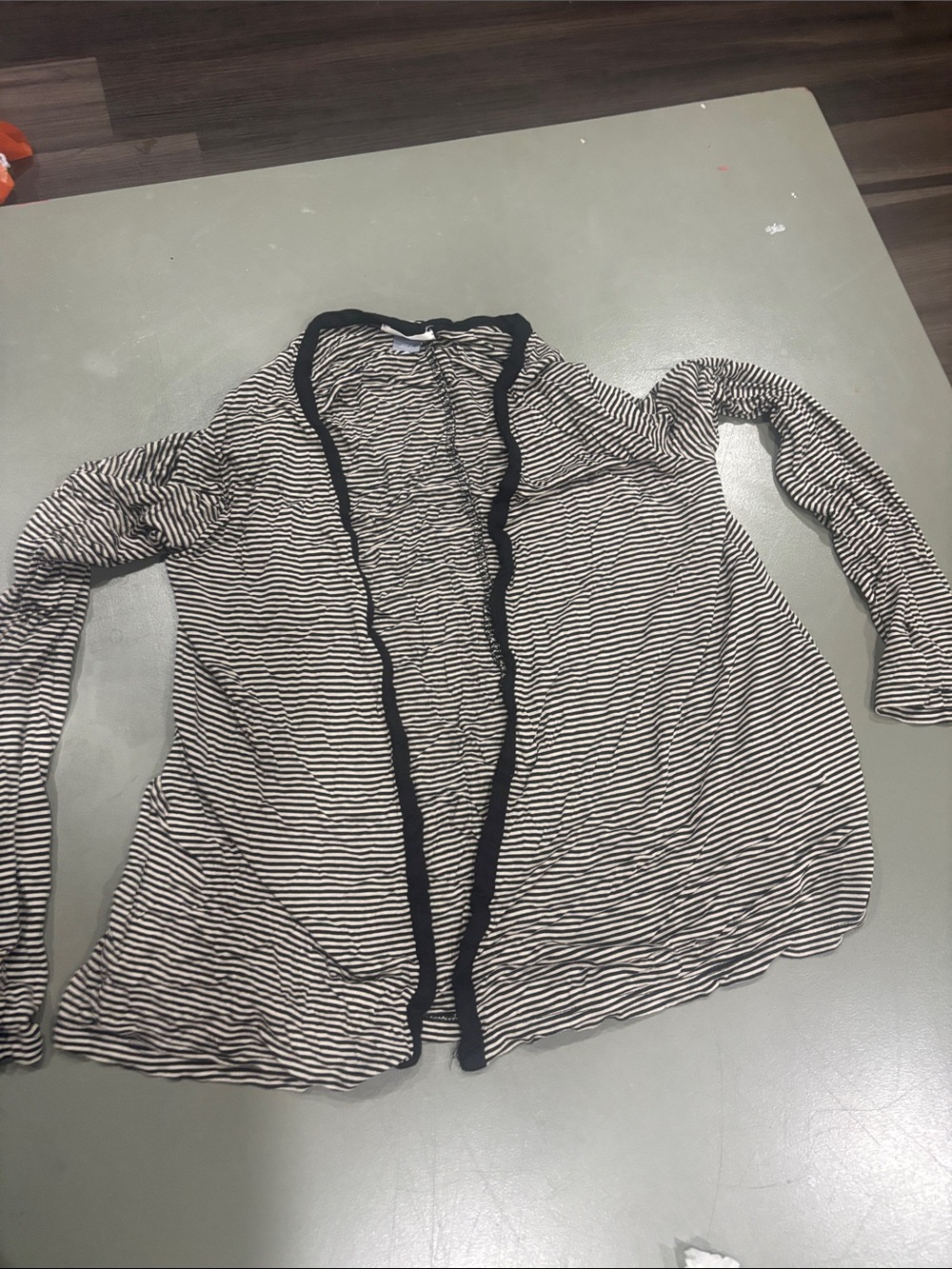 Old Navy Black & Cream Striped Open-Front Blazer
